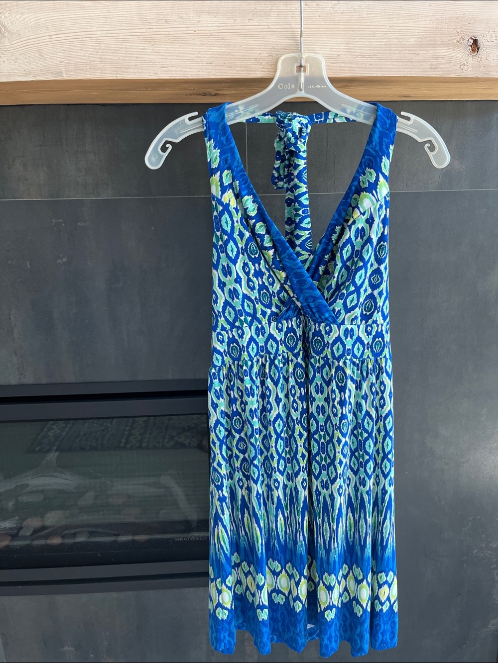 Soma Blue & Green Halter Patterned Dress